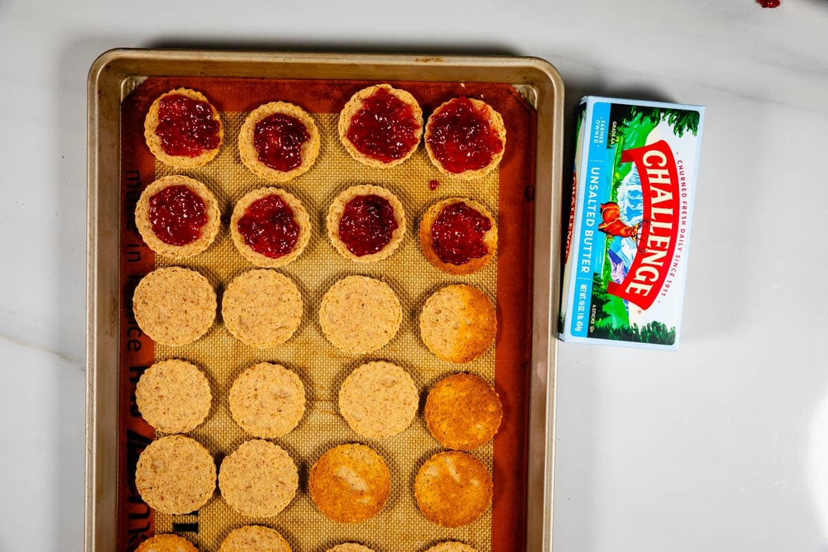 cookies on cookie sheet with jam