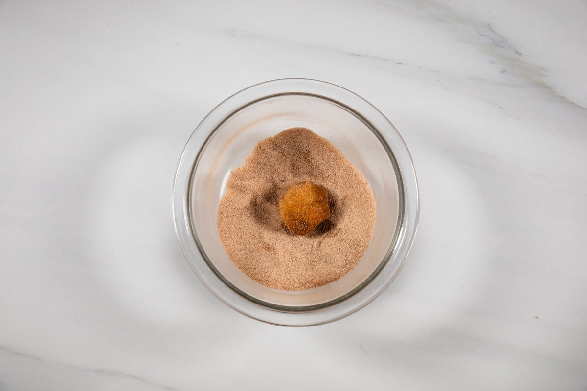 process shot of making peanut butter snickerdoodles.