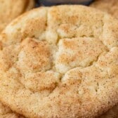 A snickerdoodle cookie coated in cinnamon sugar.