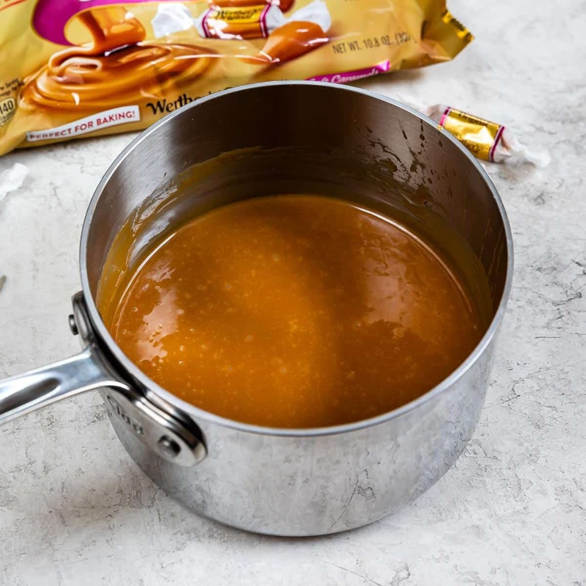 pan of caramel sauce