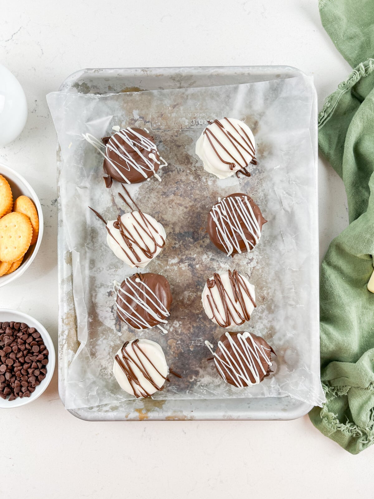 ritz cookies on cookie sheet