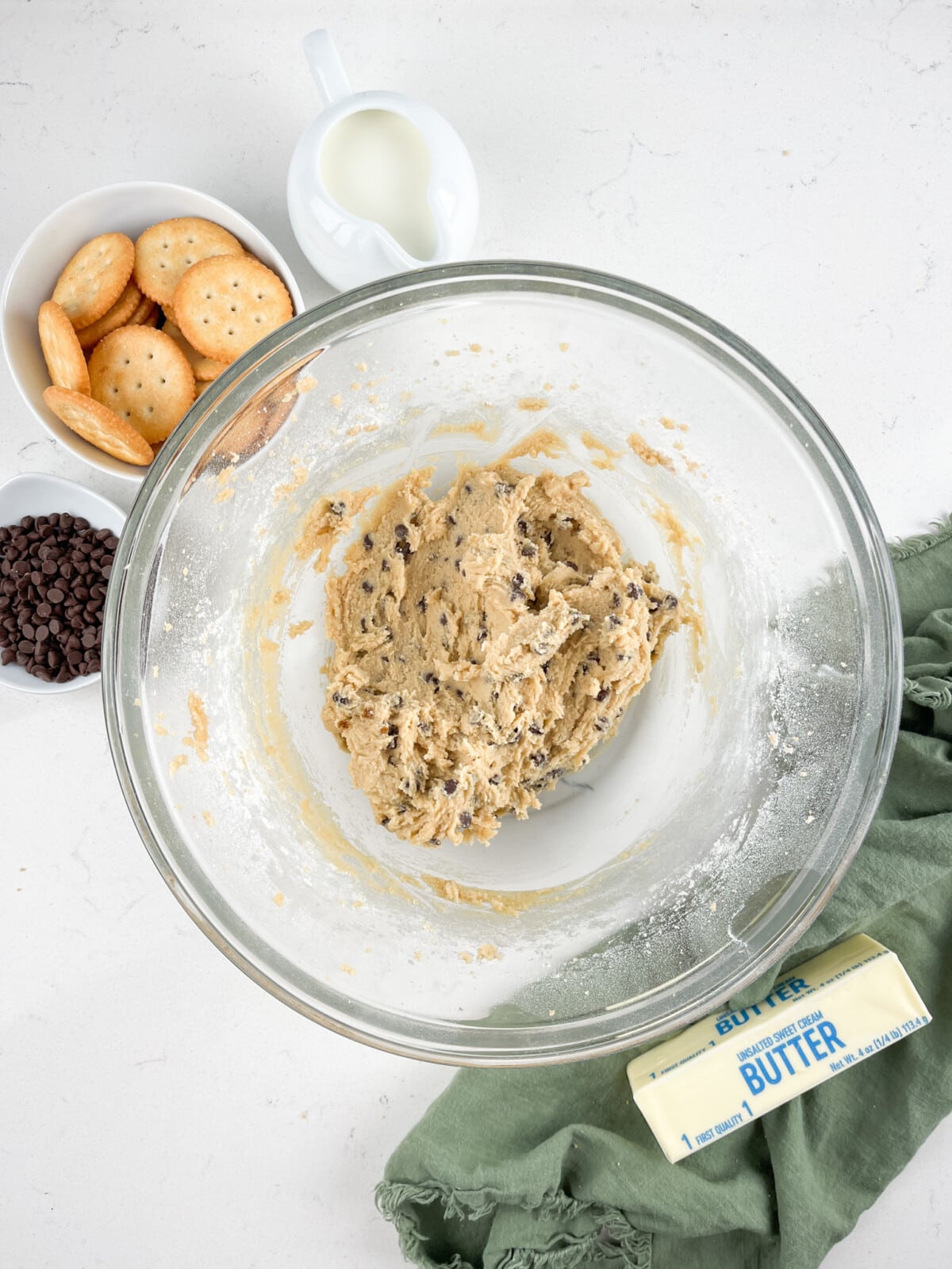 cookie dough in bowl.