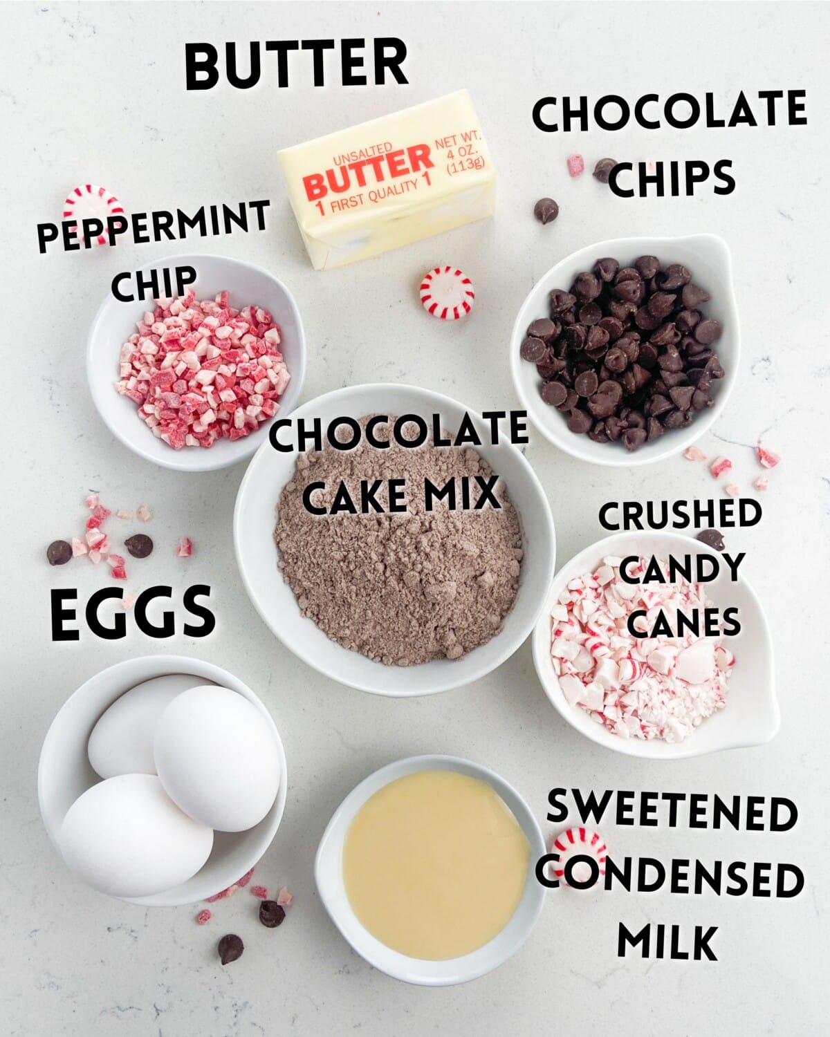 ingredients in peppermint gooey bars.