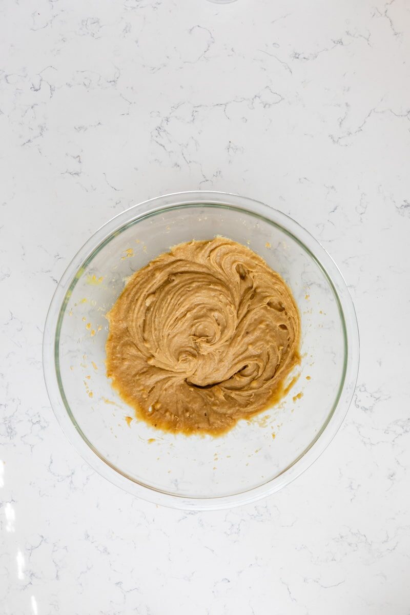 cookie dough in bowl without flour.