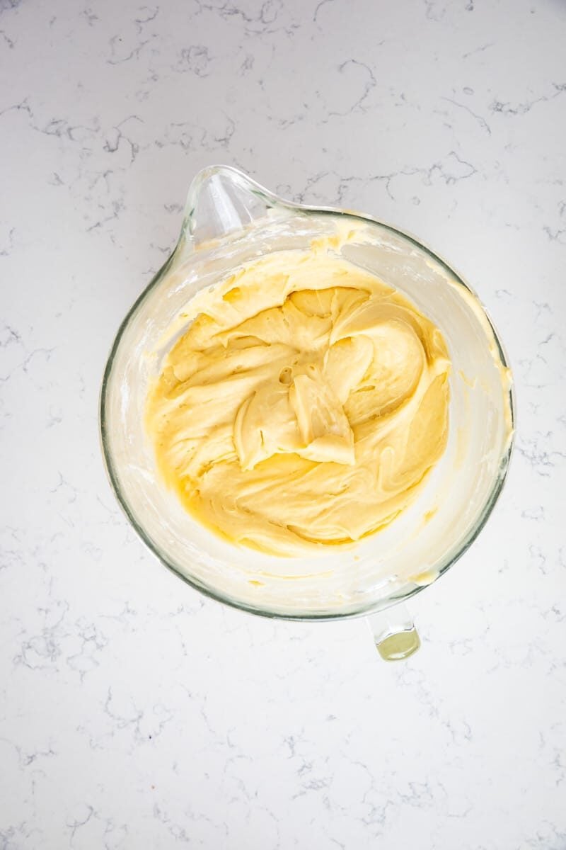 process shot of pound cake being made.