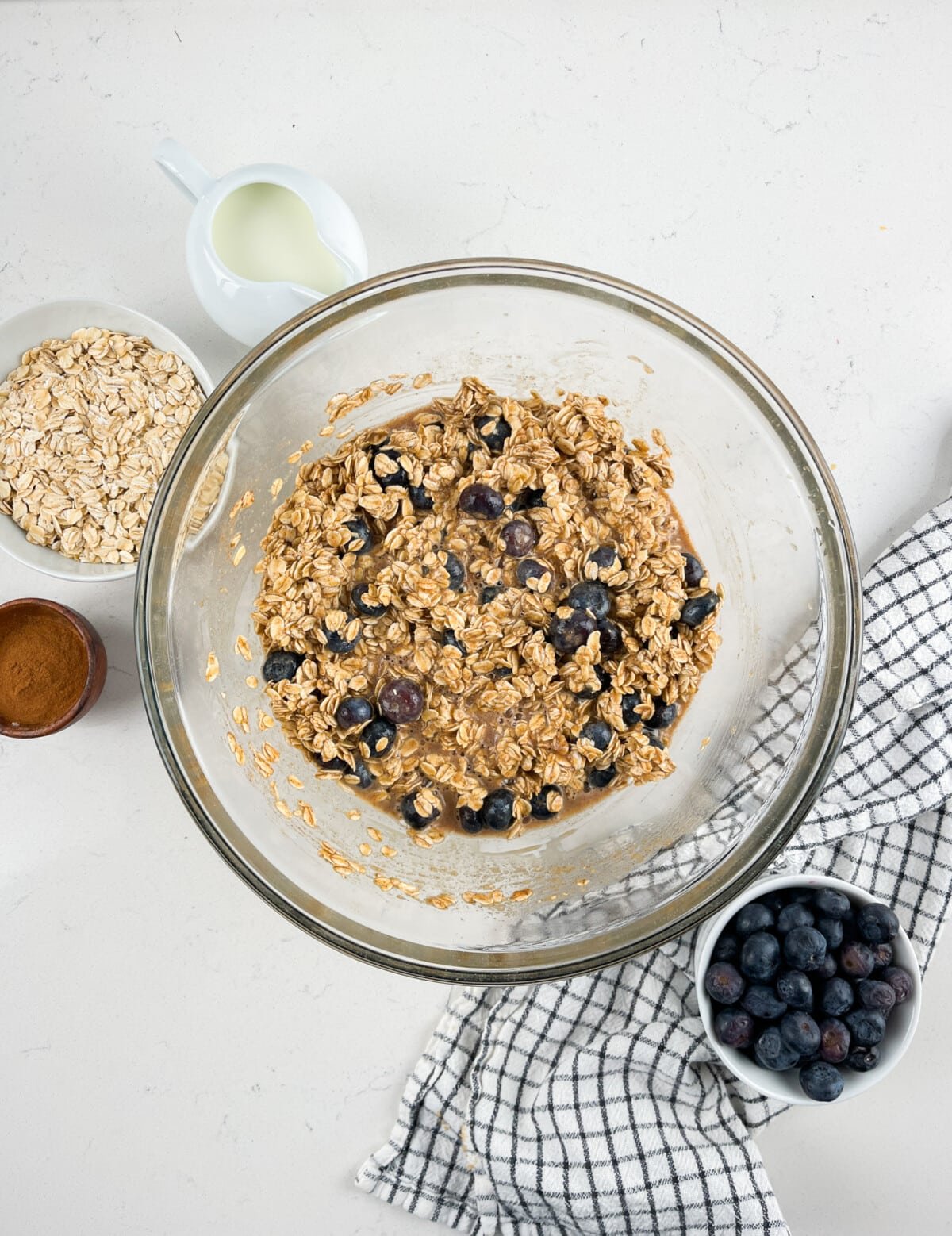 process shot of blueberry oatmeal being made.