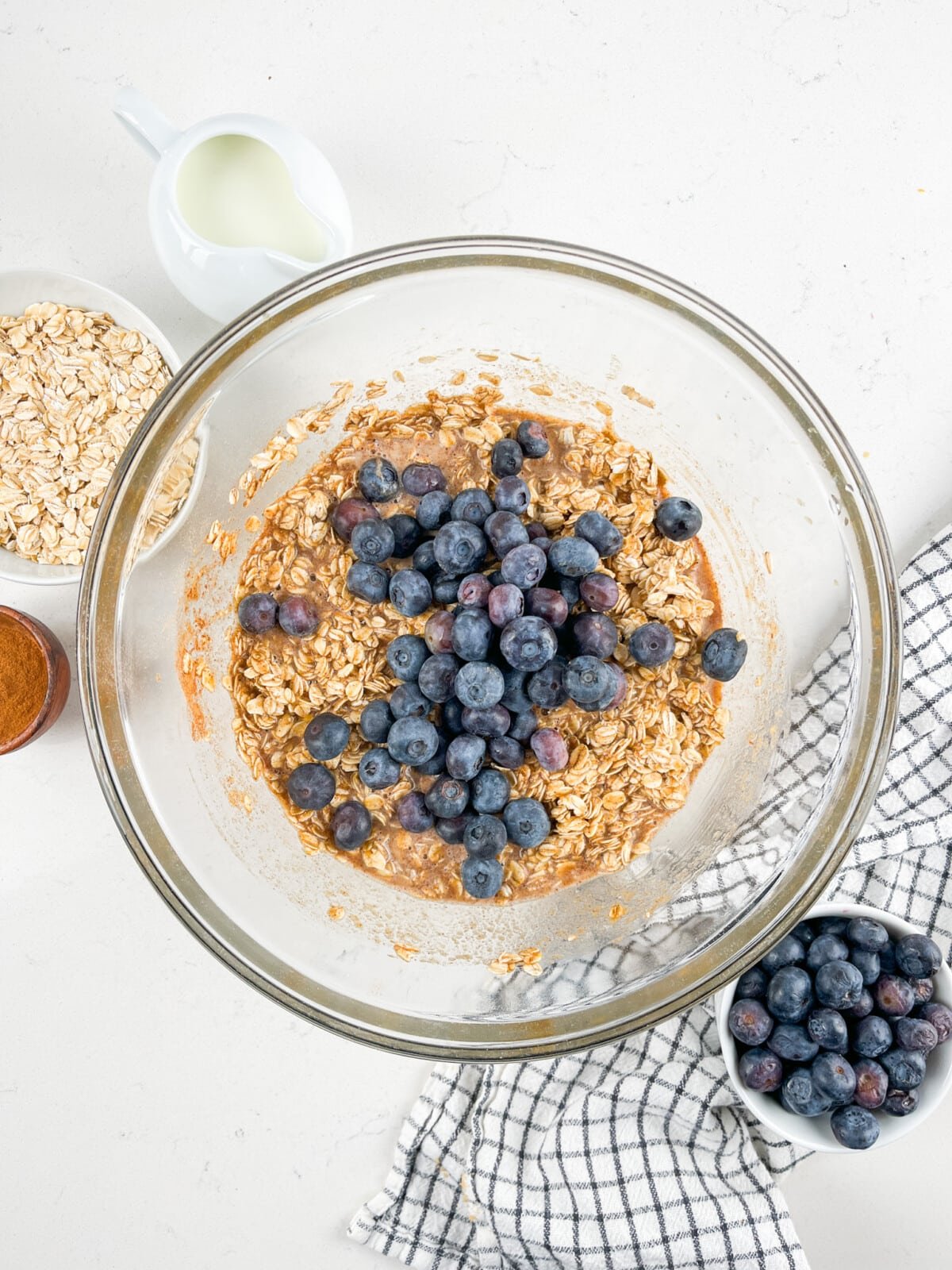 process shot of blueberry oatmeal being made.