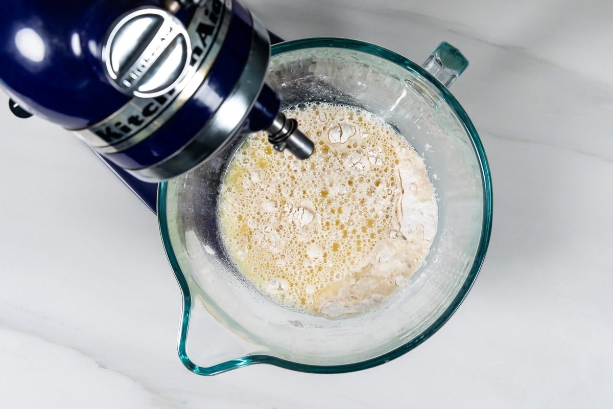 process shot of soft pretzels being made.