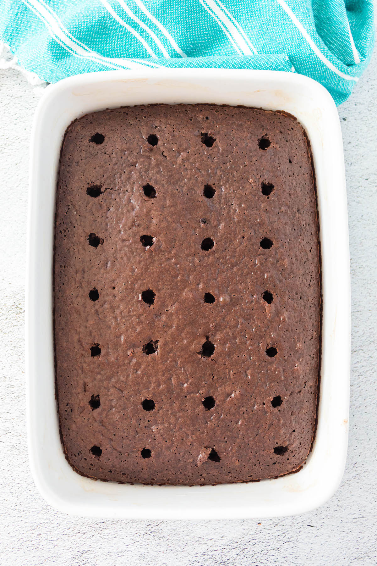 process shot of chocolate cake being made.