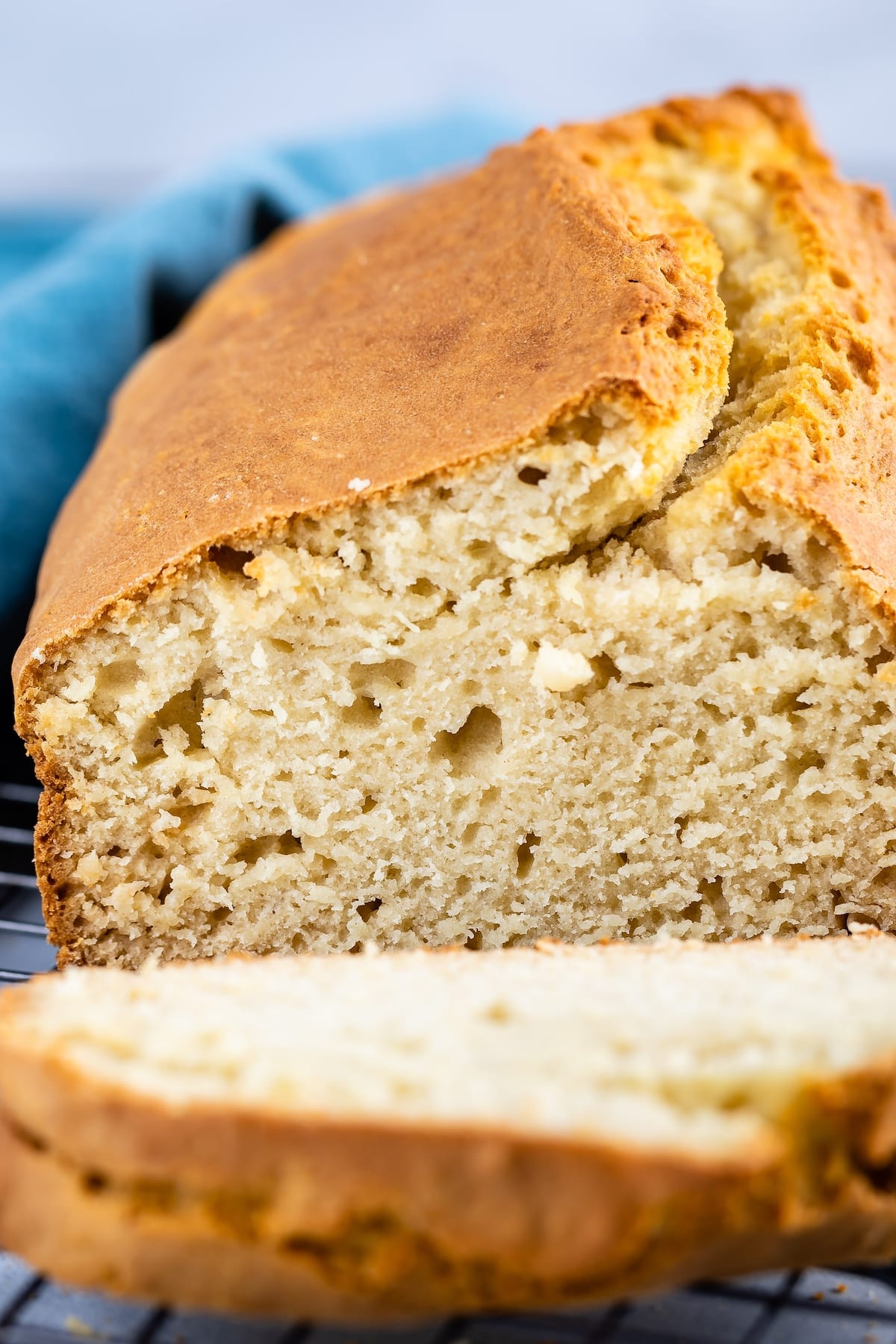 sliced bread sitting on a drying rack.