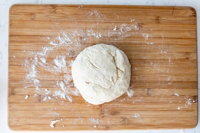 dough on cutting board.