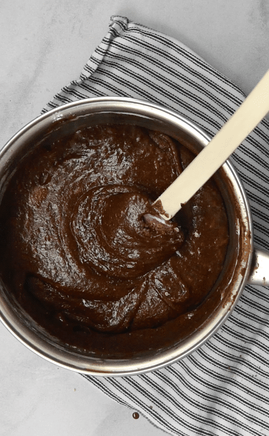 process shot of brown butter brownies.