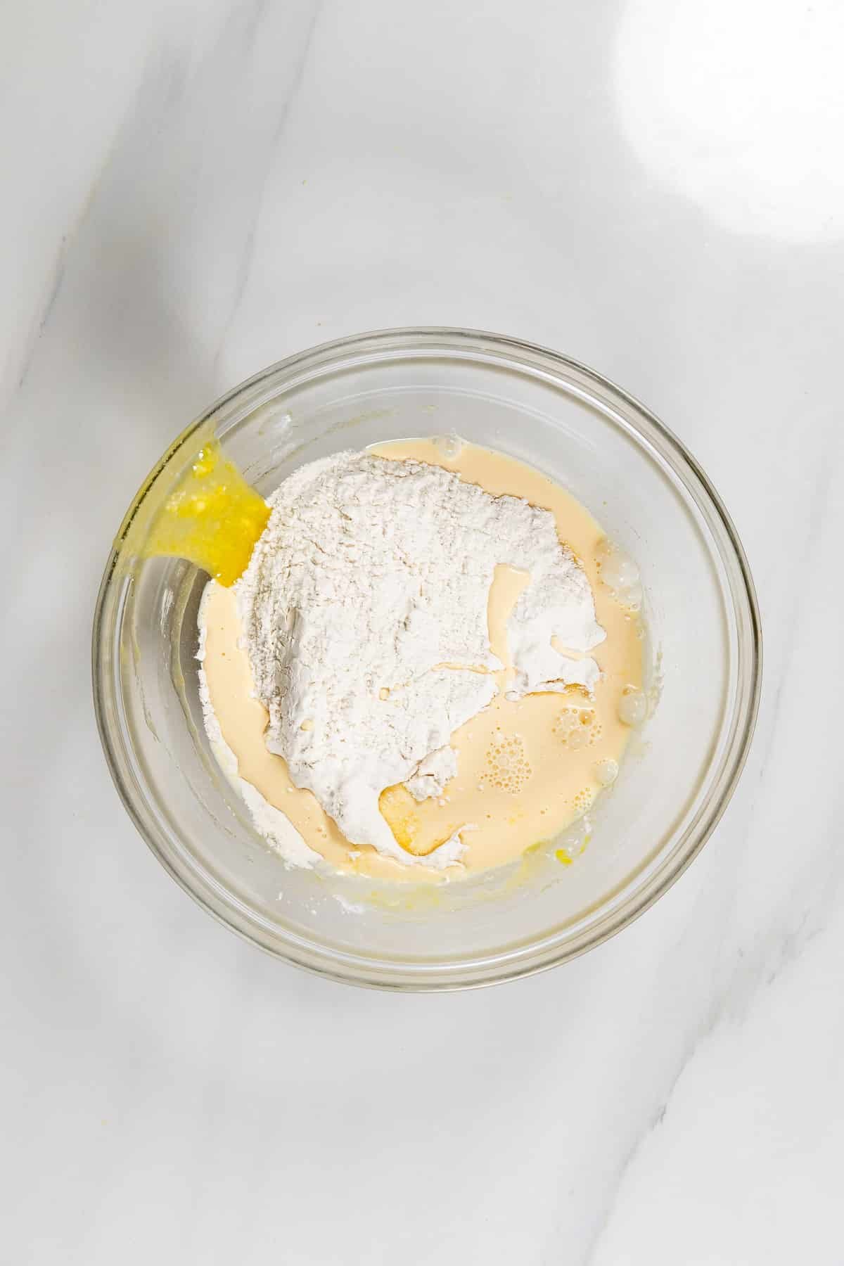 process shot of lemon bread being made.