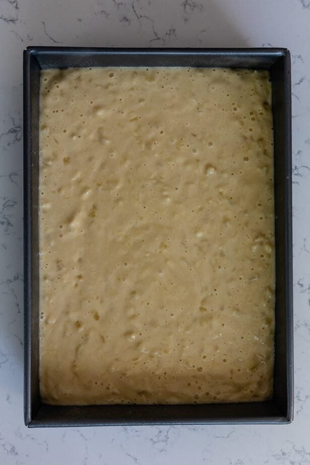 process shot of pineapple cake being made.