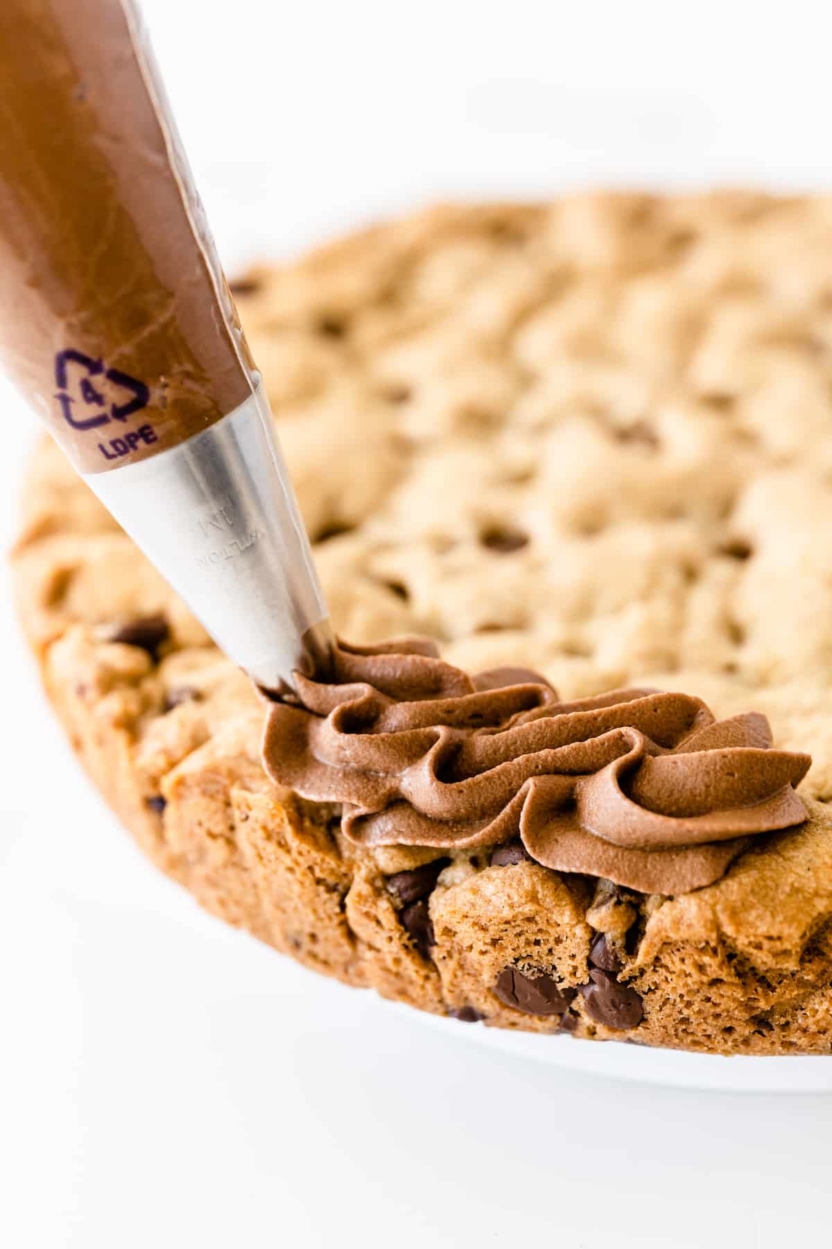 process shot of cookie cake being made.