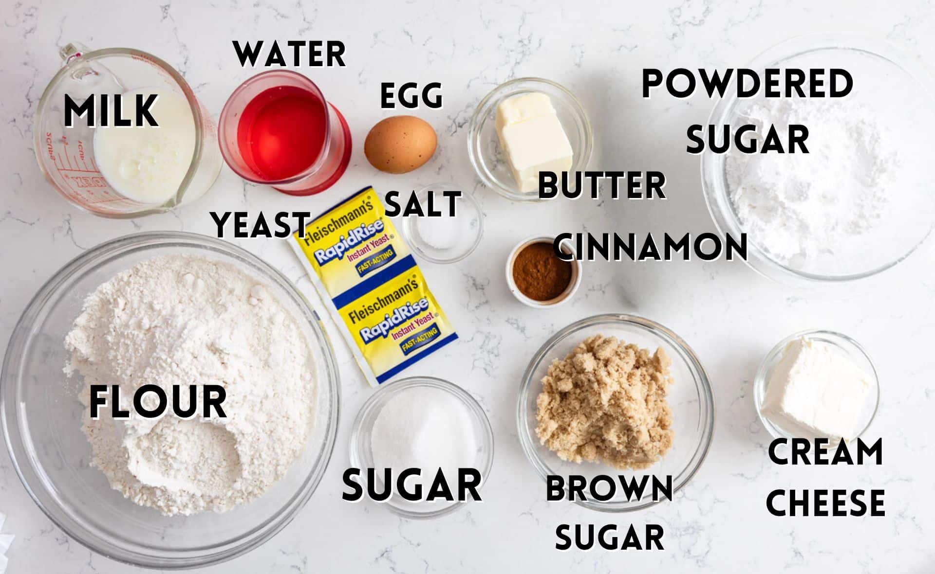 ingredients in overnight cinnamon rolls.