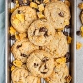 stacked cookies with Frosted Flakes and chocolate chips baked.