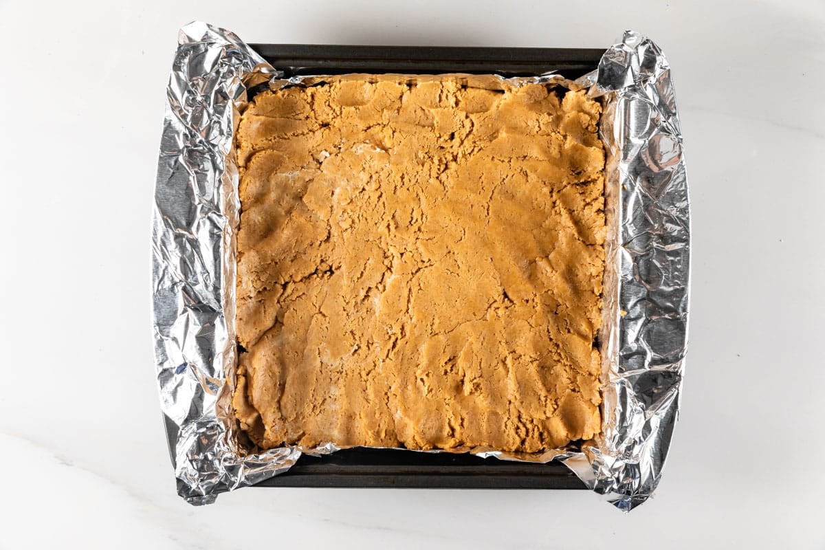 process shot of buckeye brownies being made.