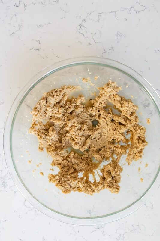 bowl of butter and brown sugar creamed.