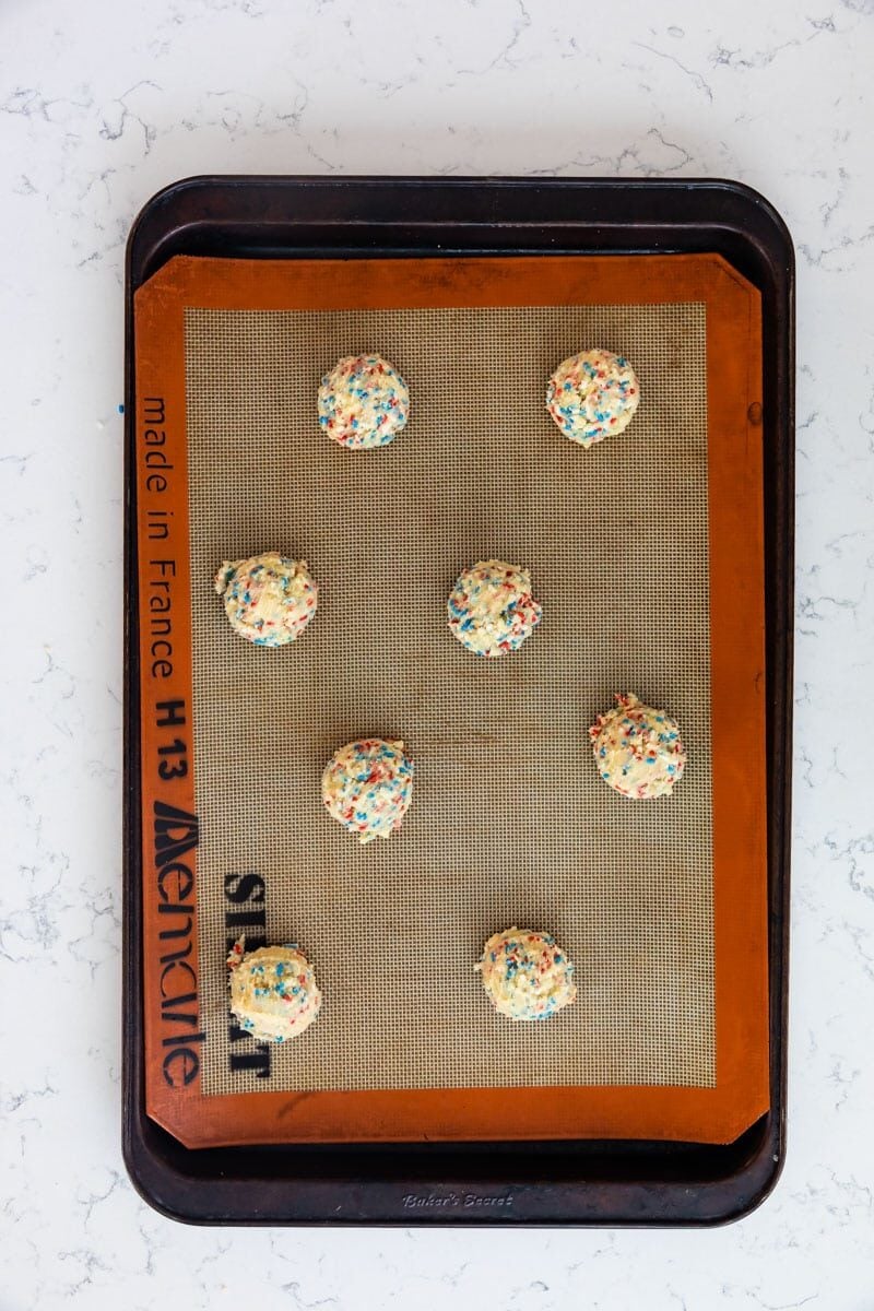process shot in fireworks sprinkle cookies.