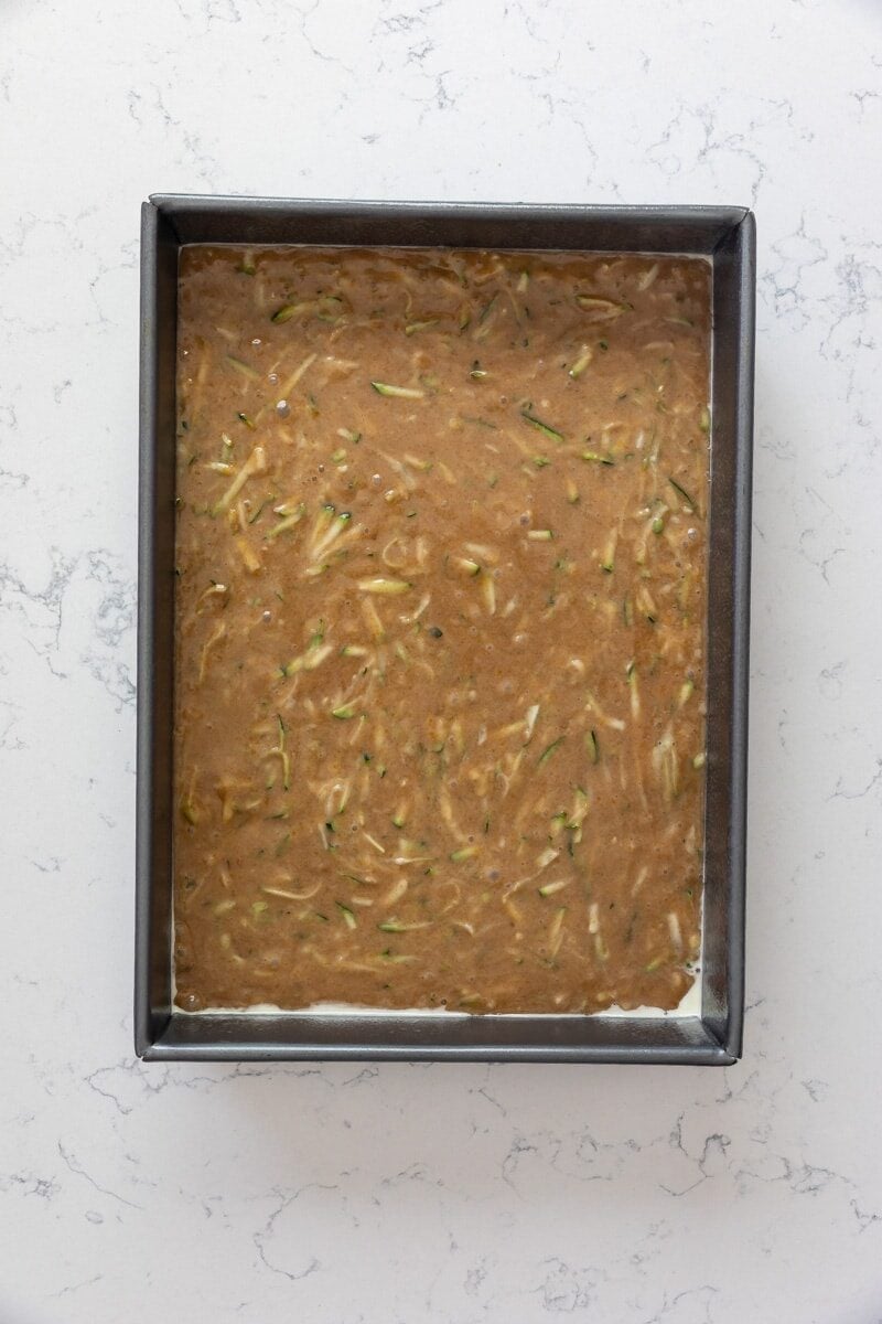 process shot in zucchini cake.
