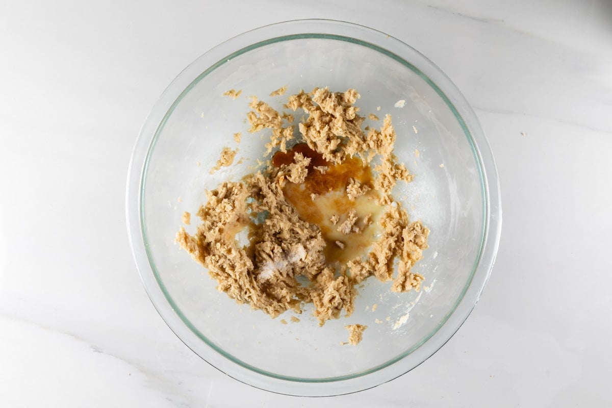process shot of edible cookie dough being made.
