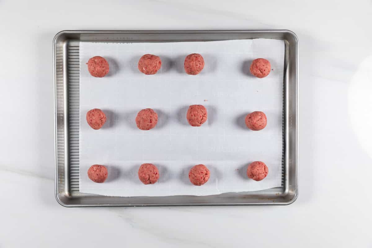 process shot of strawberry cookies.