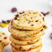 cookies with cranberries and pistachios baked in.