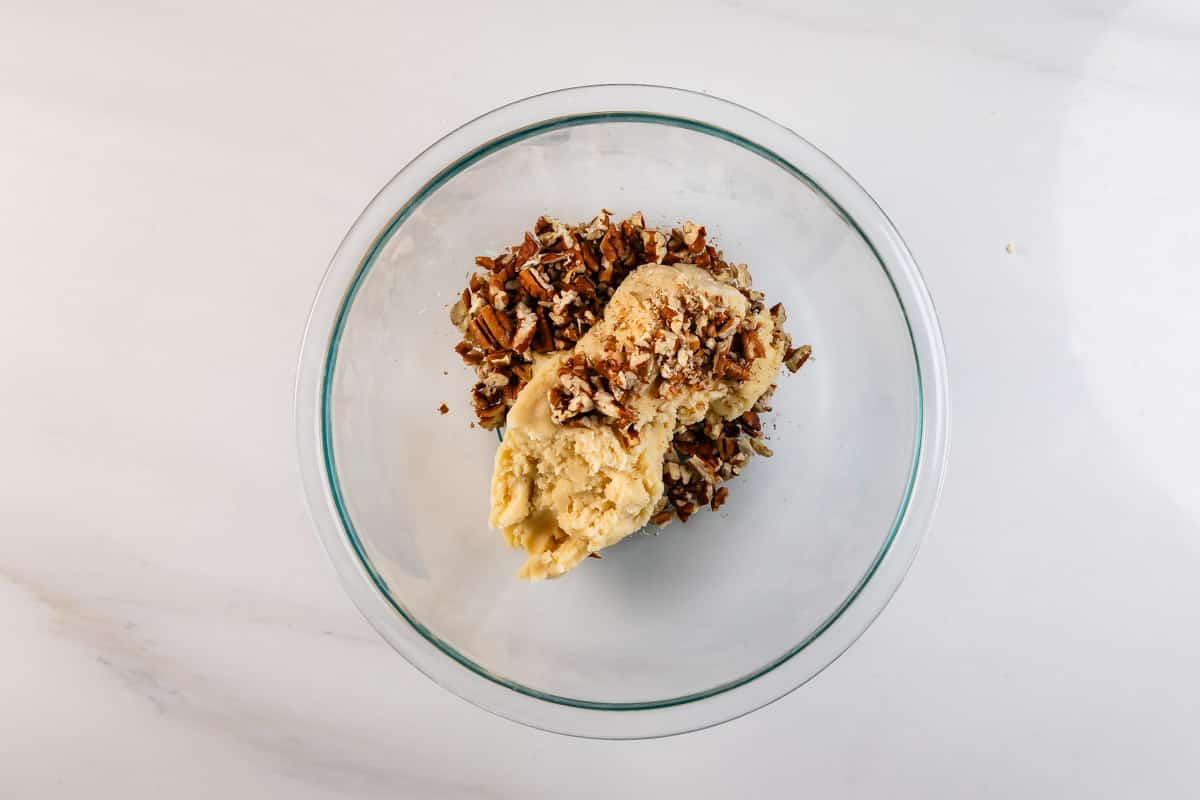 process shot of butter cookies being made.