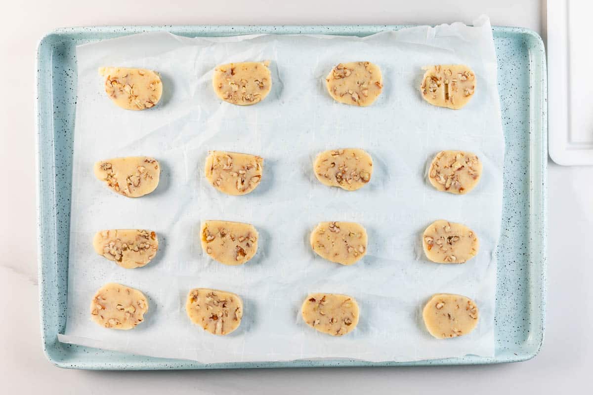 process shot of butter cookies being made.