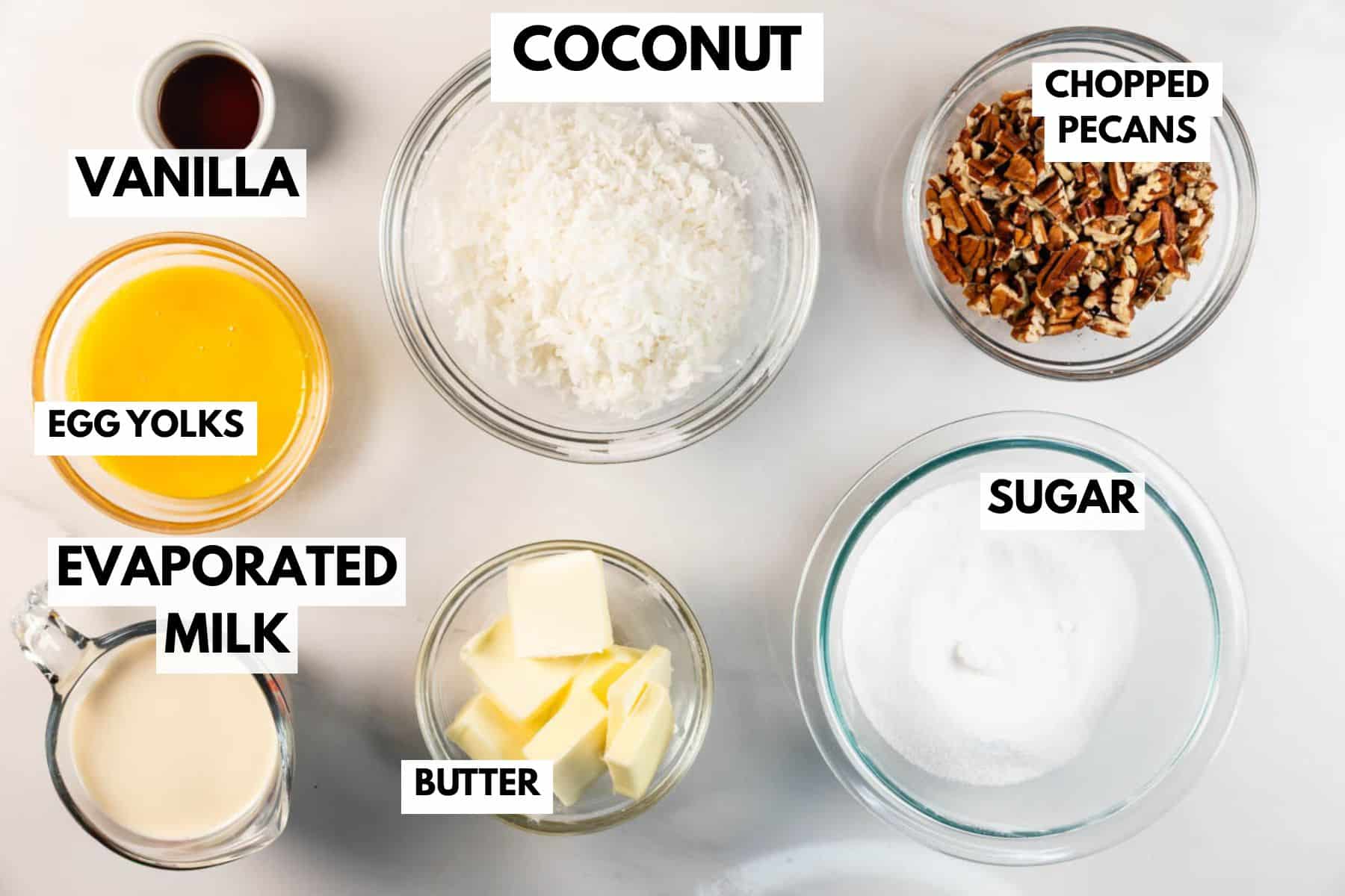 INGREDIENTS in coconut pecan frosting