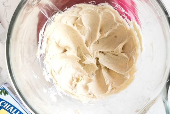 process shot of brown sugar frosting.